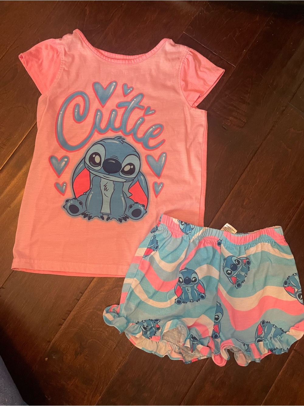 Disney Pink and Blue Stitch 'Cutie' Pajama Set